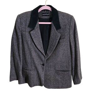 Giorgio Sant Angelo Vintage Dark Academia Herringbone Wool Blazer Size 12